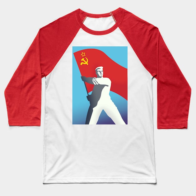 Soviet Flag Baseball T-Shirt by nickemporium1